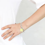 LO4636 - High-Polished Brass Bracelet with Epoxy  in Emerald - Alamode
