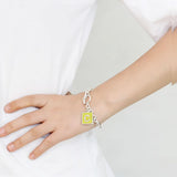 LO4638 - High-Polished Brass Bracelet with Epoxy  in Emerald - Alamode