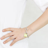 LO4639 - High-Polished Brass Bracelet with Epoxy  in Emerald - Alamode