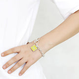 LO4640 - High-Polished Brass Bracelet with Epoxy  in Emerald - Alamode