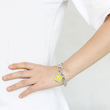 LO4641 - High-Polished Brass Bracelet with Epoxy  in Emerald - Alamode