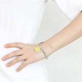 LO4642 - High-Polished Brass Bracelet with Epoxy  in Emerald - Alamode