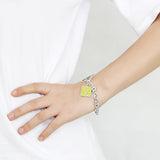 LO4643 - High-Polished Brass Bracelet with Epoxy  in Emerald - Alamode