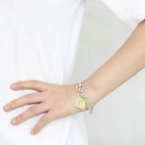 LO4644 - High-Polished Brass Bracelet with Epoxy  in Emerald - Alamode