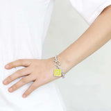 LO4645 - High-Polished Brass Bracelet with Epoxy in Emerald - Alamode - Flyclothing LLC