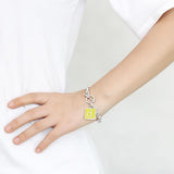 LO4645 - High-Polished Brass Bracelet with Epoxy  in Emerald - Alamode