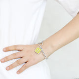 LO4646 - High-Polished Brass Bracelet with Epoxy  in Emerald - Alamode