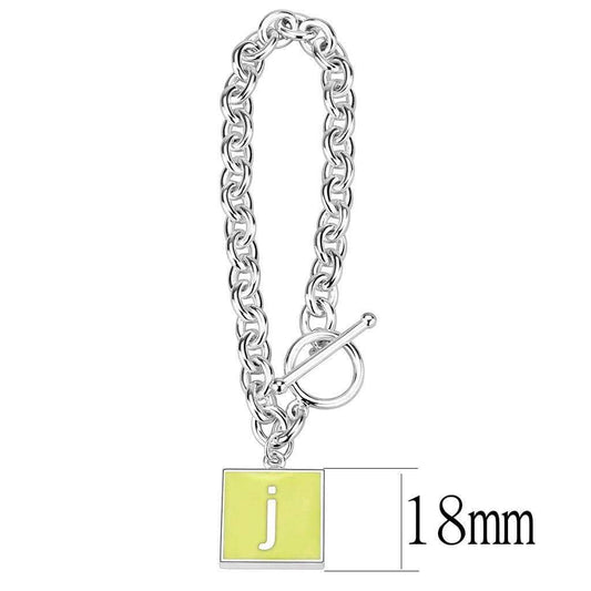 LO4648 - High-Polished Brass Bracelet with Epoxy in Emerald - Alamode - Flyclothing LLC