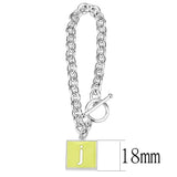 LO4648 - High-Polished Brass Bracelet with Epoxy  in Emerald - Alamode