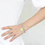 LO4649 - High-Polished Brass Bracelet with Epoxy in Emerald - Alamode - Flyclothing LLC