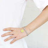 LO4650 - High-Polished Brass Bracelet with Epoxy in Emerald - Alamode - Flyclothing LLC