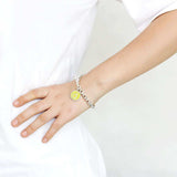 LO4651 - High-Polished Brass Bracelet with Epoxy in Emerald - Alamode - Flyclothing LLC