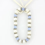 LO4652 - Antique Silver White Metal Bracelet with Synthetic Pearl in Sea Blue - Alamode - Flyclothing LLC
