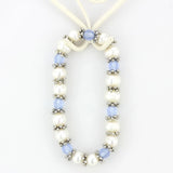 LO4652 - Antique Silver White Metal Bracelet with Synthetic Pearl in Sea Blue - Alamode