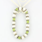LO4653 - Antique Silver White Metal Bracelet with Synthetic Pearl in Olivine color - Alamode