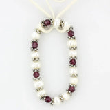 LO4654 - Antique Silver White Metal Bracelet with Synthetic Pearl in Fuchsia - Alamode - Flyclothing LLC