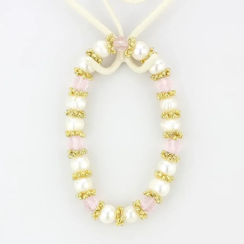 LO4655 - Antique Silver White Metal Bracelet with Synthetic Pearl in Rose - Alamode - Flyclothing LLC