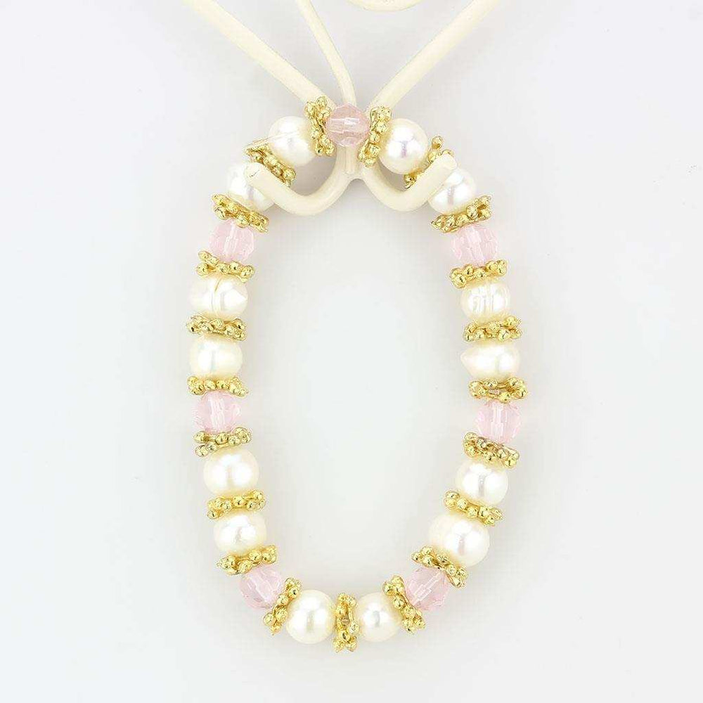 LO4655 - Antique Silver White Metal Bracelet with Synthetic Pearl in Rose - Alamode - Flyclothing LLC