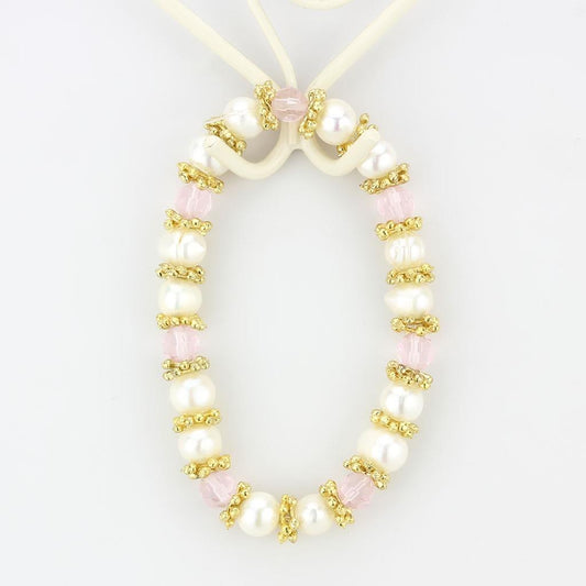 LO4655 - Antique Silver White Metal Bracelet with Synthetic Pearl in Rose