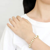 LO4655 - Antique Silver White Metal Bracelet with Synthetic Pearl in Rose - Alamode - Flyclothing LLC