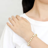 LO4655 - Antique Silver White Metal Bracelet with Synthetic Pearl in Rose - Alamode