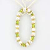 LO4656 - Antique Silver White Metal Bracelet with Synthetic Pearl in Peridot - Alamode