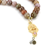 LO4663 - Antique Copper Brass Necklace with Semi-Precious Agate in Multi Color - Alamode - Flyclothing LLC