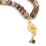 LO4663 - Antique Copper Brass Necklace with Semi-Precious Agate in Multi Color - Alamode