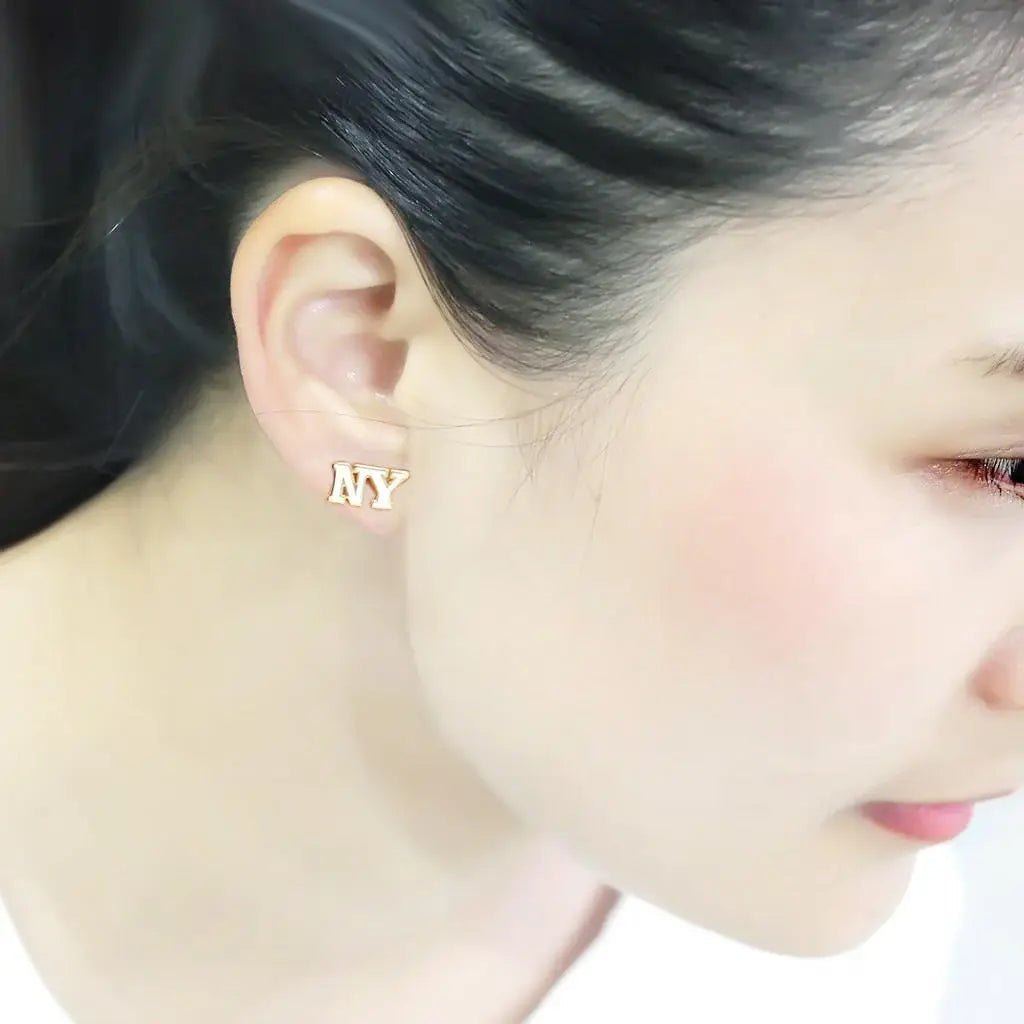 LO4666 - Gold Brass Earrings with Epoxy in White - Alamode - Flyclothing LLC