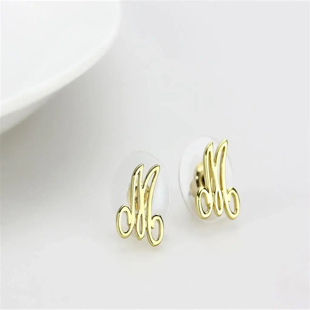LO4667 - Flash Gold Brass Earrings with No Stone - Alamode - Flyclothing LLC