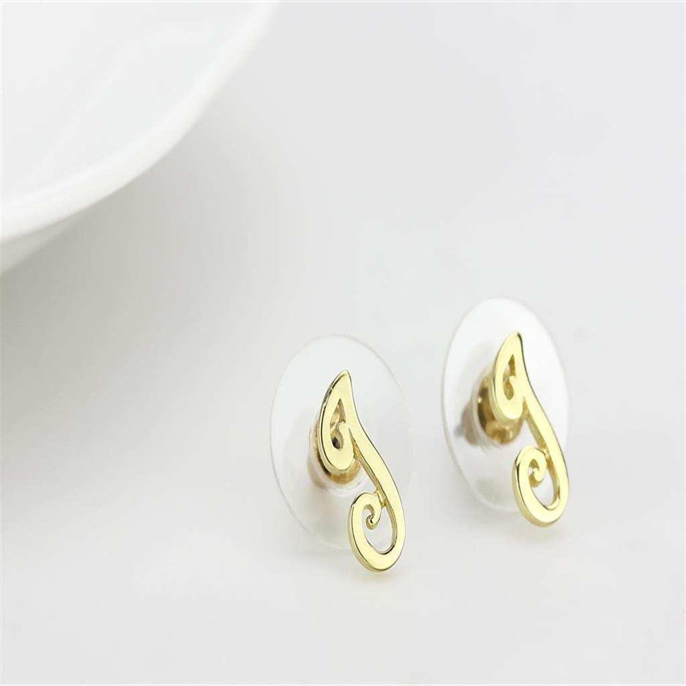 LO4668 - Flash Gold Brass Earrings with No Stone - Alamode - Flyclothing LLC