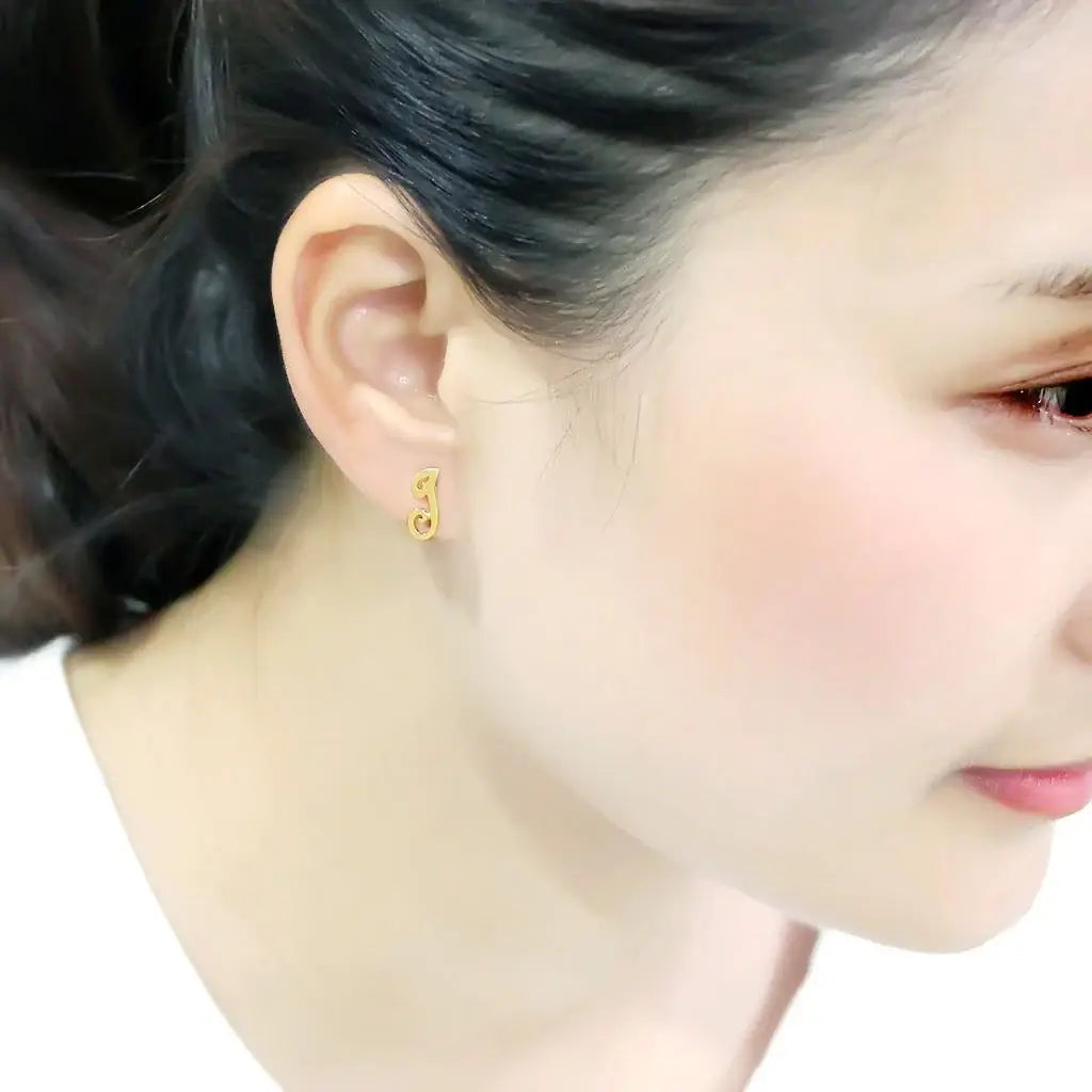 LO4668 - Flash Gold Brass Earrings with No Stone - Alamode - Flyclothing LLC