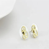 LO4669 - Flash Gold Brass Earrings with No Stone - Alamode - Flyclothing LLC