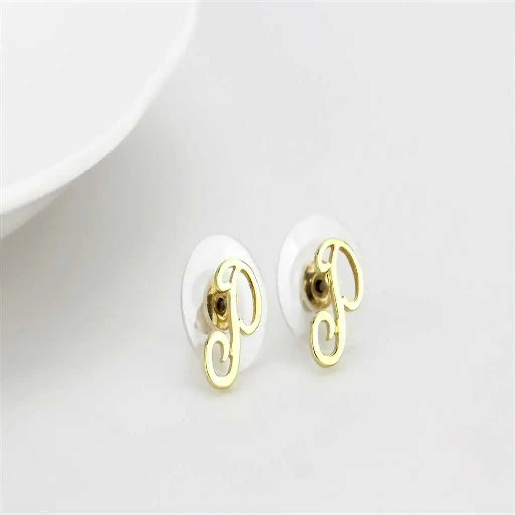 LO4671 - Flash Gold Brass Earrings with No Stone - Alamode - Flyclothing LLC