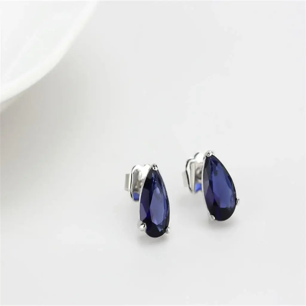 LO4672 - Rhodium 925 Sterling Silver Earrings with AAA Grade CZ in Clear - Alamode - Flyclothing LLC