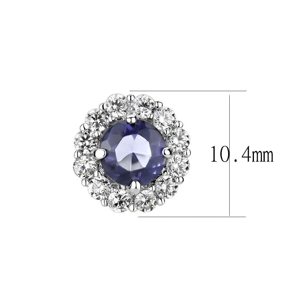 LO4674 - Rhodium Brass Earrings with Synthetic Synthetic Glass in Tanzanite - Alamode - Flyclothing LLC