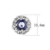 LO4674 - Rhodium Brass Earrings with Synthetic Synthetic Glass in Tanzanite - Alamode - Flyclothing LLC
