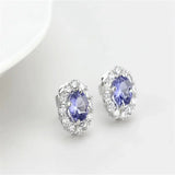 LO4674 - Rhodium Brass Earrings with Synthetic Synthetic Glass in Tanzanite - Alamode - Flyclothing LLC