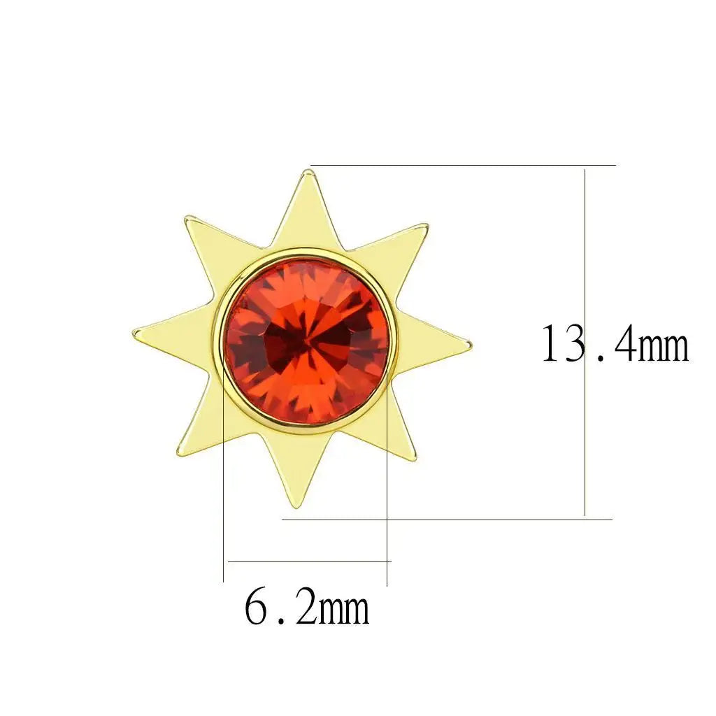 LO4675 - Gold Brass Earrings with Top Grade Crystal in Orange - Alamode - Flyclothing LLC