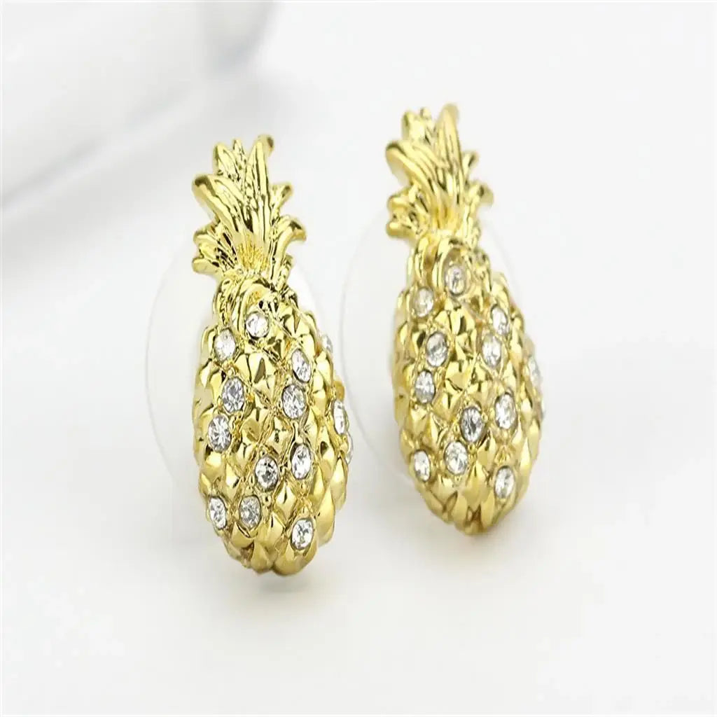 LO4677 - Gold Brass Earrings with Top Grade Crystal in Clear - Alamode - Flyclothing LLC