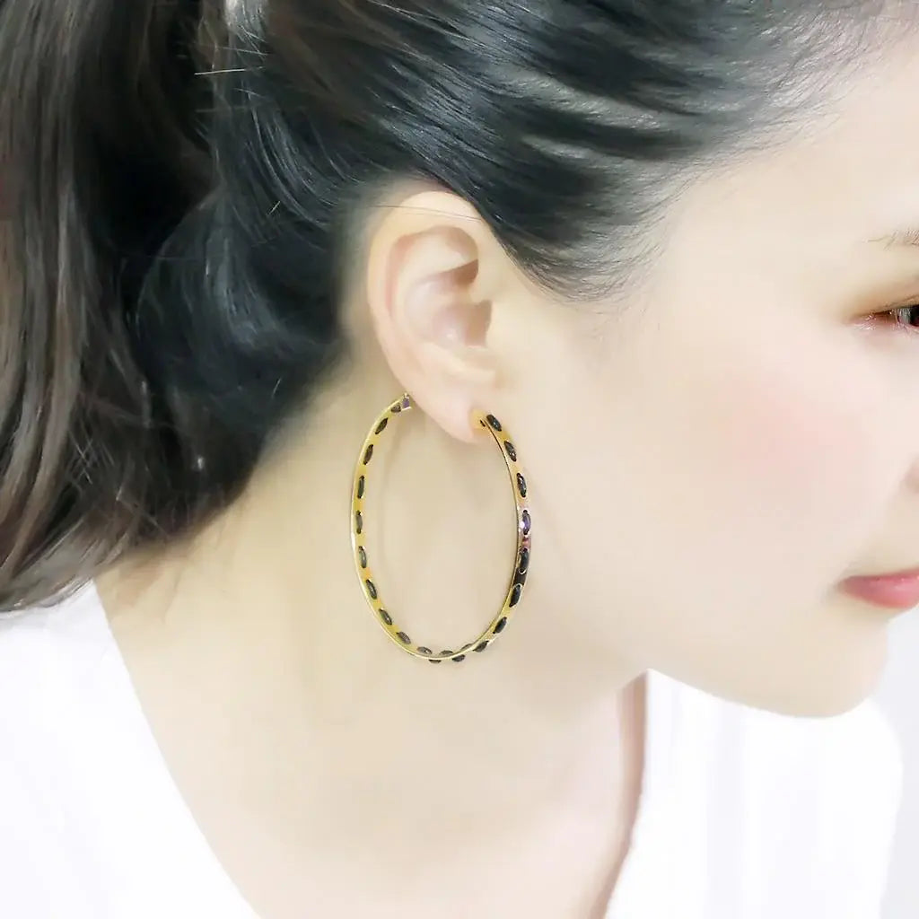 LO4678 - Gold Brass Earrings with No Stone - Alamode - Flyclothing LLC