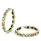 LO4679 - Antique Silver Brass Earrings with Epoxy in Multi Color - Alamode - Flyclothing LLC