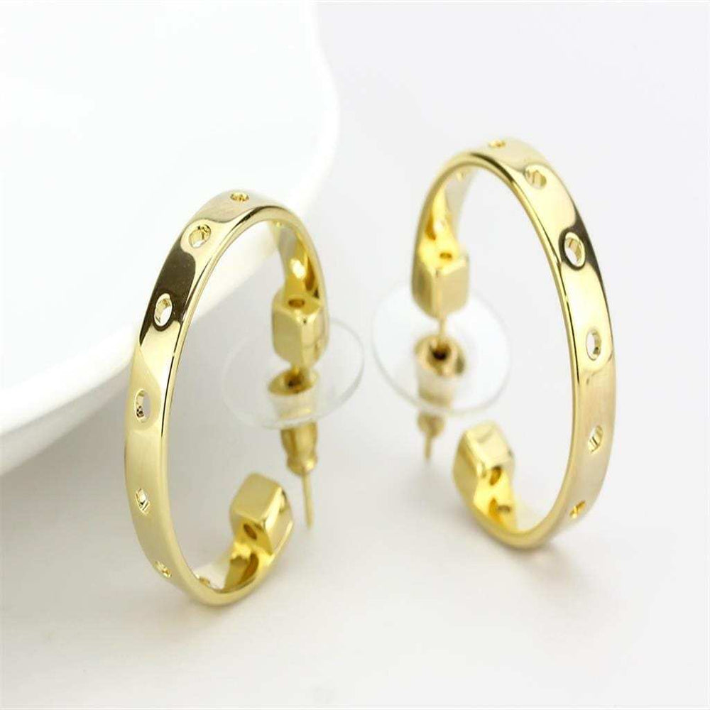 LO4681 - Gold Brass Earrings with No Stone - Alamode - Flyclothing LLC