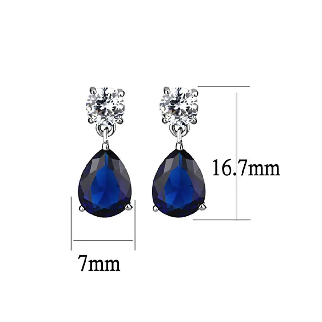 LO4684 - Rhodium Brass Earrings with Synthetic Synthetic Glass in Montana - Alamode - Flyclothing LLC