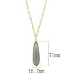 LO4687 - Gold & Brush Brass Chain Pendant with Synthetic Synthetic Stone in Gray - Alamode