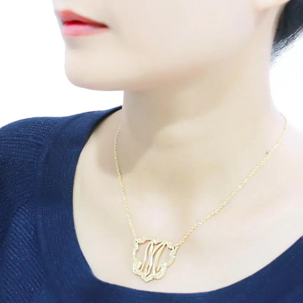 LO4688 - Flash Gold Brass Necklace with No Stone - Alamode - Flyclothing LLC