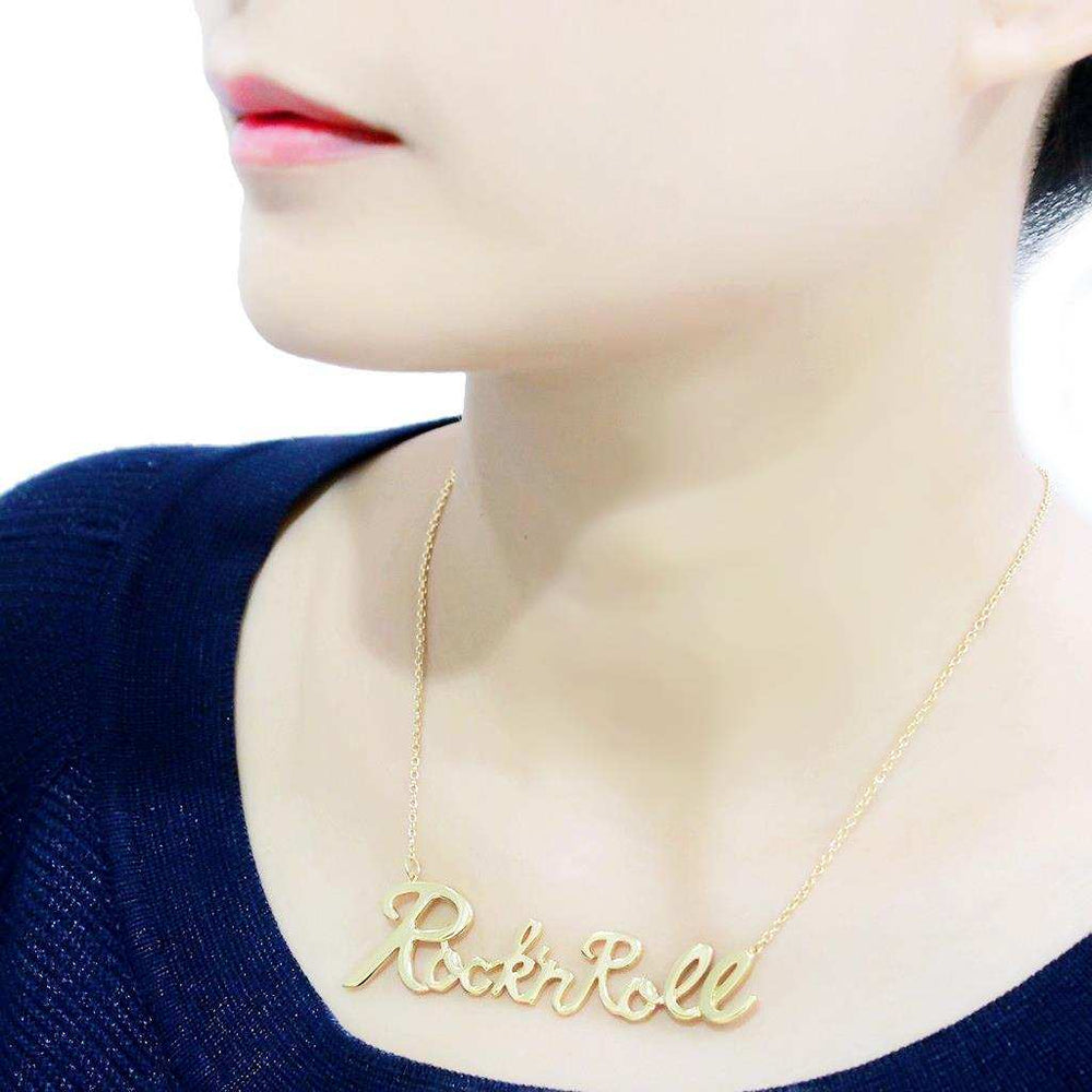 LO4689 - Flash Gold Brass Necklace with No Stone - Alamode - Flyclothing LLC