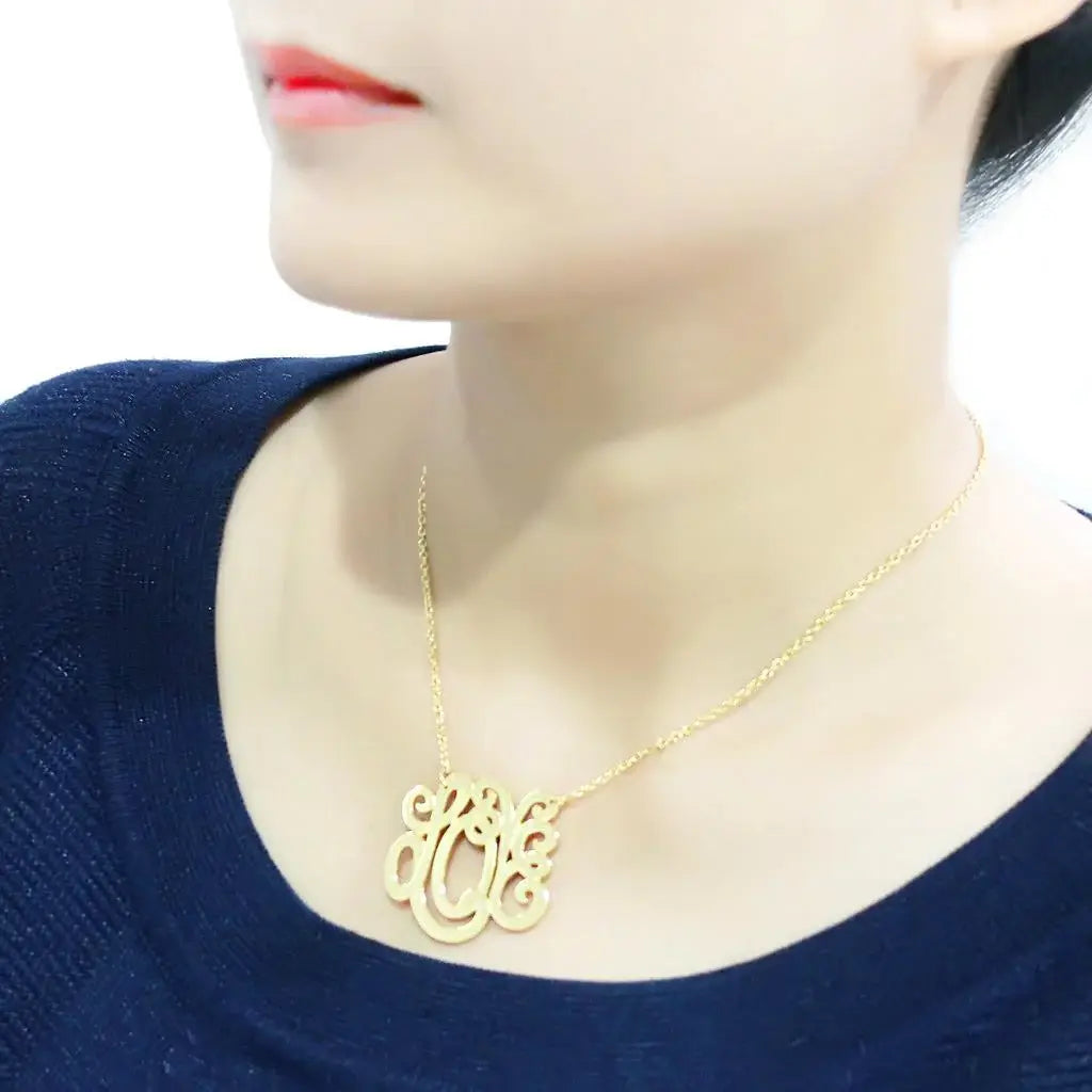 LO4690 - Rhodium Brass Necklace with No Stone - Alamode - Flyclothing LLC