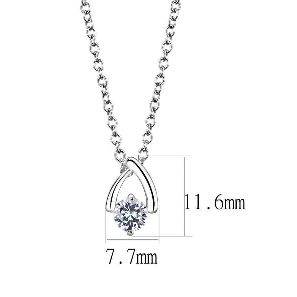LO4692 - Silver+ e-coating Brass Chain Pendant with AAA Grade CZ in Clear - Alamode - Flyclothing LLC