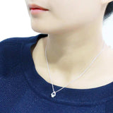 LO4692 - Silver+ e-coating Brass Chain Pendant with AAA Grade CZ in Clear - Alamode - Flyclothing LLC